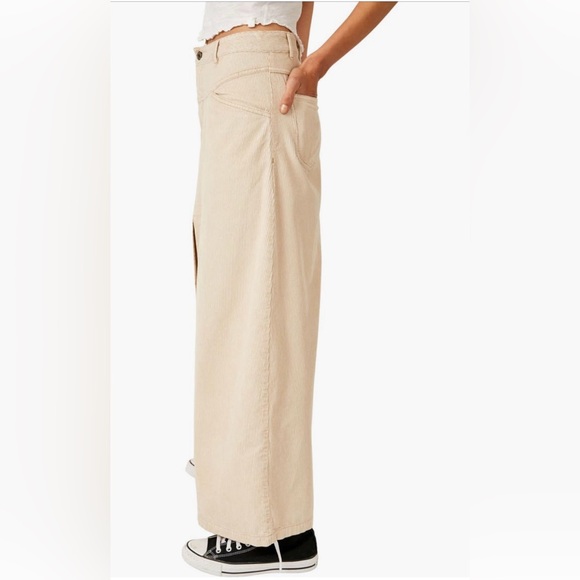 New FP WE THE FREE As You Are Corduroy Maxi Skirt In Beechwood Size 12 - Picture 7 of 11